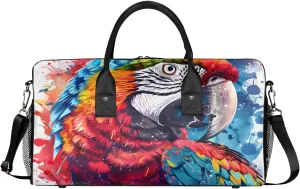 Parrot Travel Duffle Bag for Women Men Foldable Waterproof Weekender Bag Carry on Tote for Overnight Sports Gym Colorful Parrot
