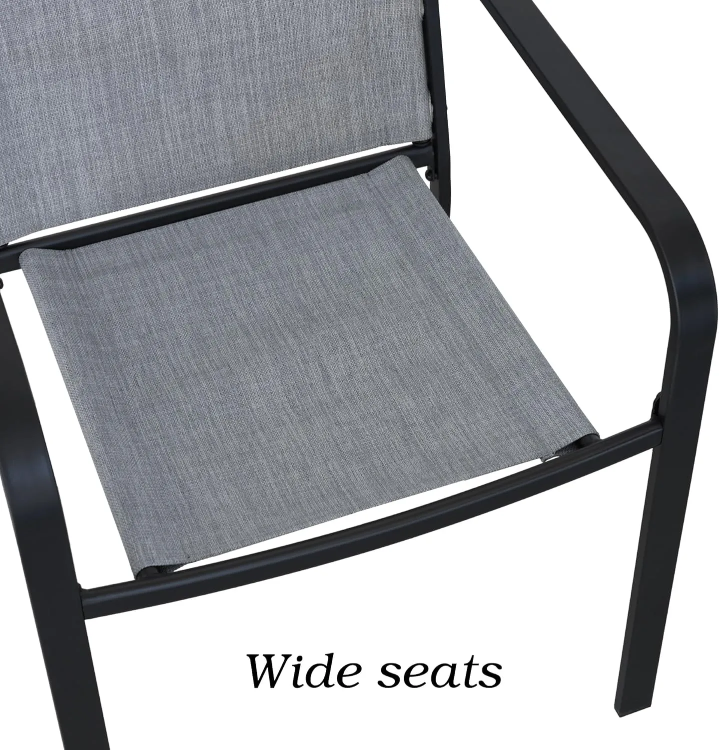 Patio Dining Chairs Set of 2 with Textilene mesh Fabric, Outdoor Space Saving Lawn Chairs for Porch Garden Backyard Poolside Sling Chairs,Grey