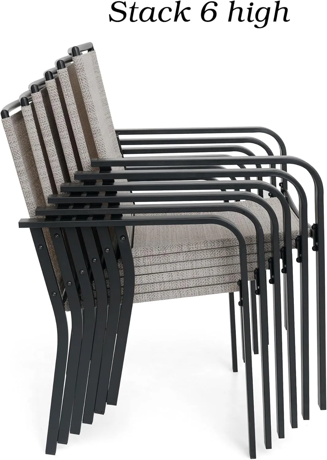 Patio Dining Chairs Set of 2 with Textilene mesh Fabric, Outdoor Space Saving Lawn Chairs for Porch Garden Backyard Poolside Sling Chairs,Grey