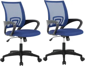 PayLessHere Home Office Chair - Adjustable Ergonomic Chair with Lumbar Support, Armrest, High Density Mesh, 360 Degree Swivel (Pack of 2, Blue)