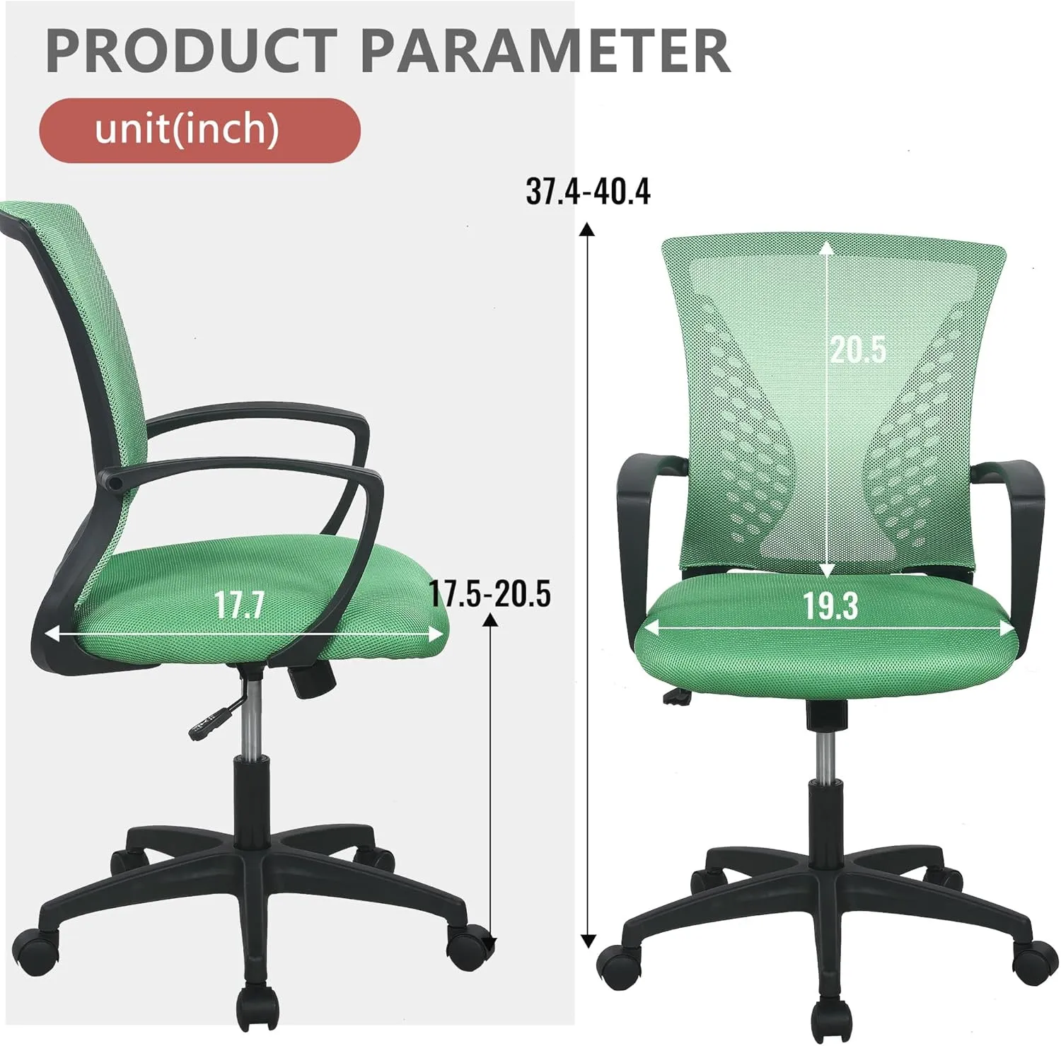 PayLessHere Office Computer Gaming Chair Ergonomic Mesh Desk Chair Adjustable Video Game Chairs with 360 Degrees Swivel Wheels Armrest Lumbar Support for Home Office,Green