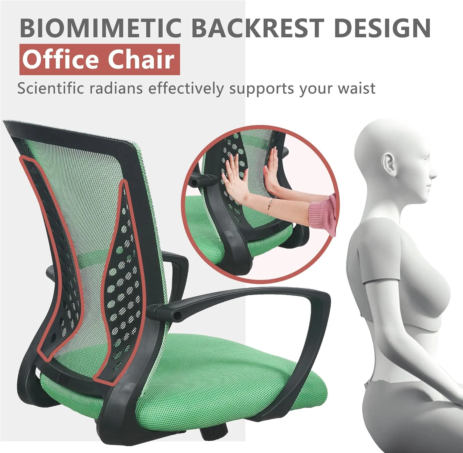 PayLessHere Office Computer Gaming Chair Ergonomic Mesh Desk Chair Adjustable Video Game Chairs with 360 Degrees Swivel Wheels Armrest Lumbar Support for Home Office,Green
