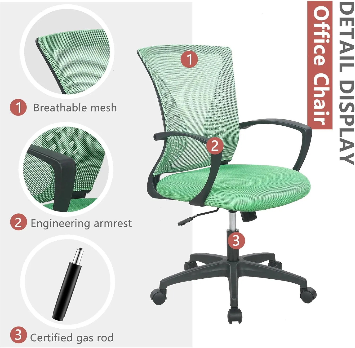 PayLessHere Office Computer Gaming Chair Ergonomic Mesh Desk Chair Adjustable Video Game Chairs with 360 Degrees Swivel Wheels Armrest Lumbar Support for Home Office,Green