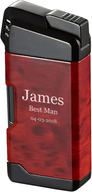 Personalized Visol Epirus Soft Flame Refillable Gas Lighter, Built-in Pipe Tools, Windproof Adjustable Flame Lighter with Free Engraving (Shipped Without Butane) (Light Burl)