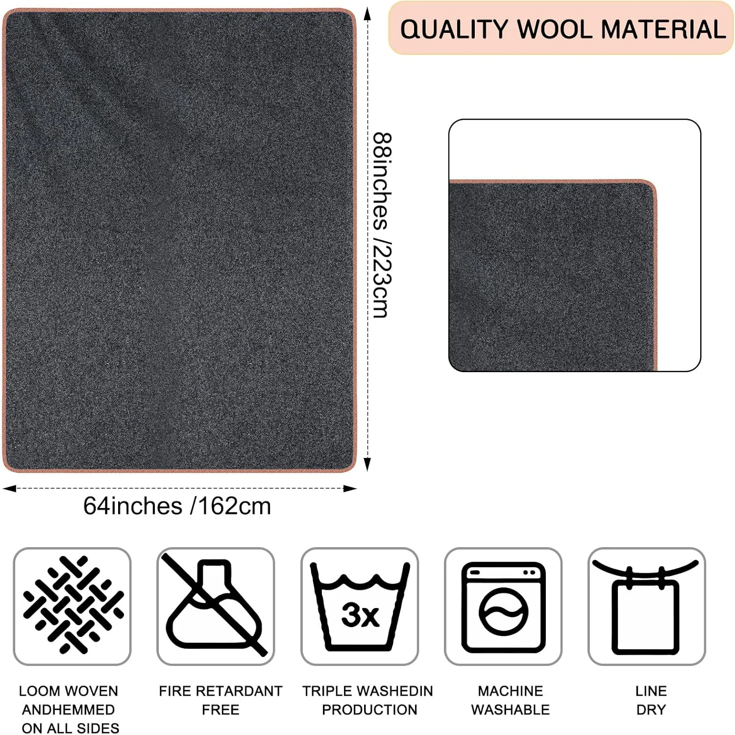 Peryiter 2 Pcs Military Wool Blanket Large 64" x 88" Camping Blanket Survival 3.3 Lbs Each Thick Thermal Washable Emergency Blanket for Outdoors Sporting Events Survival Kits (Gray, Army Green)