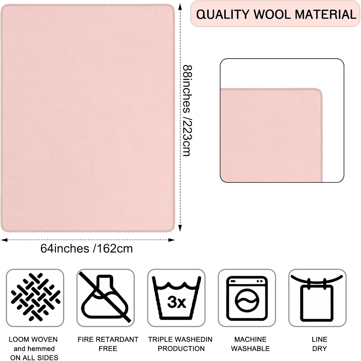 Peryiter 2 Pcs Military Wool Blanket Large 64" x 88" Camping Blanket Survival 3.3 Lbs Each Thick Thermal Washable Emergency Blanket for Outdoors Sporting Events Survival Kits (Pink, Gray)