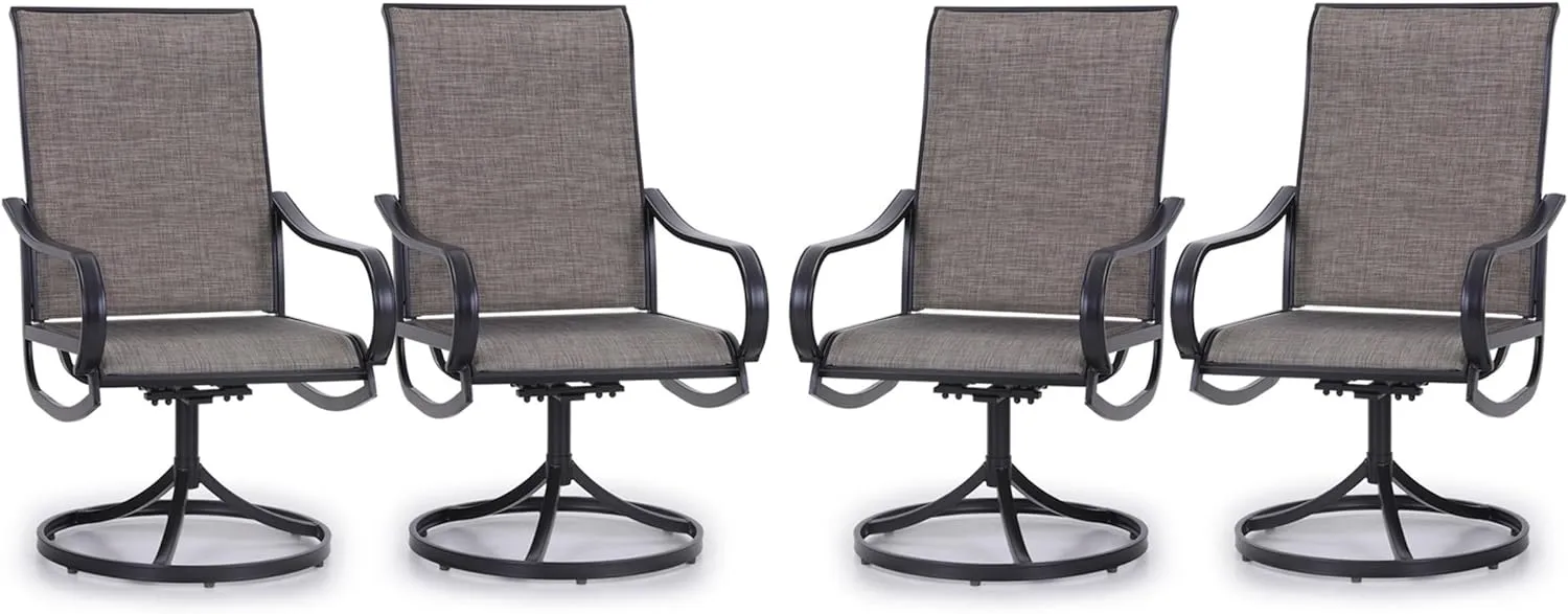 PHI VILLA Patio Swivel Dining Chairs Set of 4 Outdoor Metal Chair with Textilene Mesh Fabric, Patio Gentle Rocker Chair, Black Frame for Deck Garden