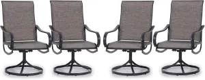 PHI VILLA Patio Swivel Dining Chairs Set of 4 Outdoor Metal Chair with Textilene Mesh Fabric, Patio Gentle Rocker Chair, Black Frame for Deck Garden