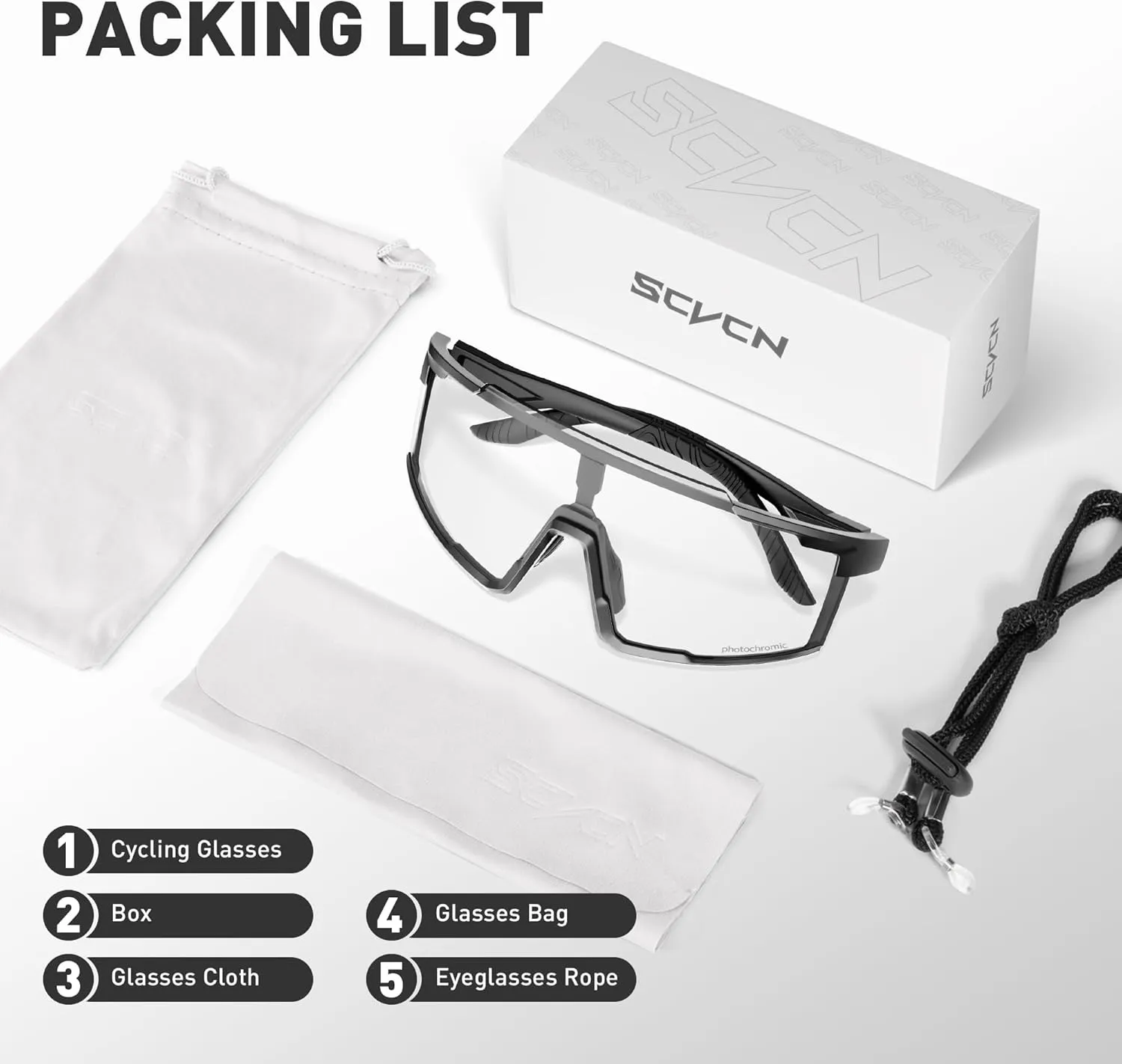 Photochromic Cycling Glasses Sports Sunglasses for Men Women Mountain MTB Glasses UV Protection Driving Running S121