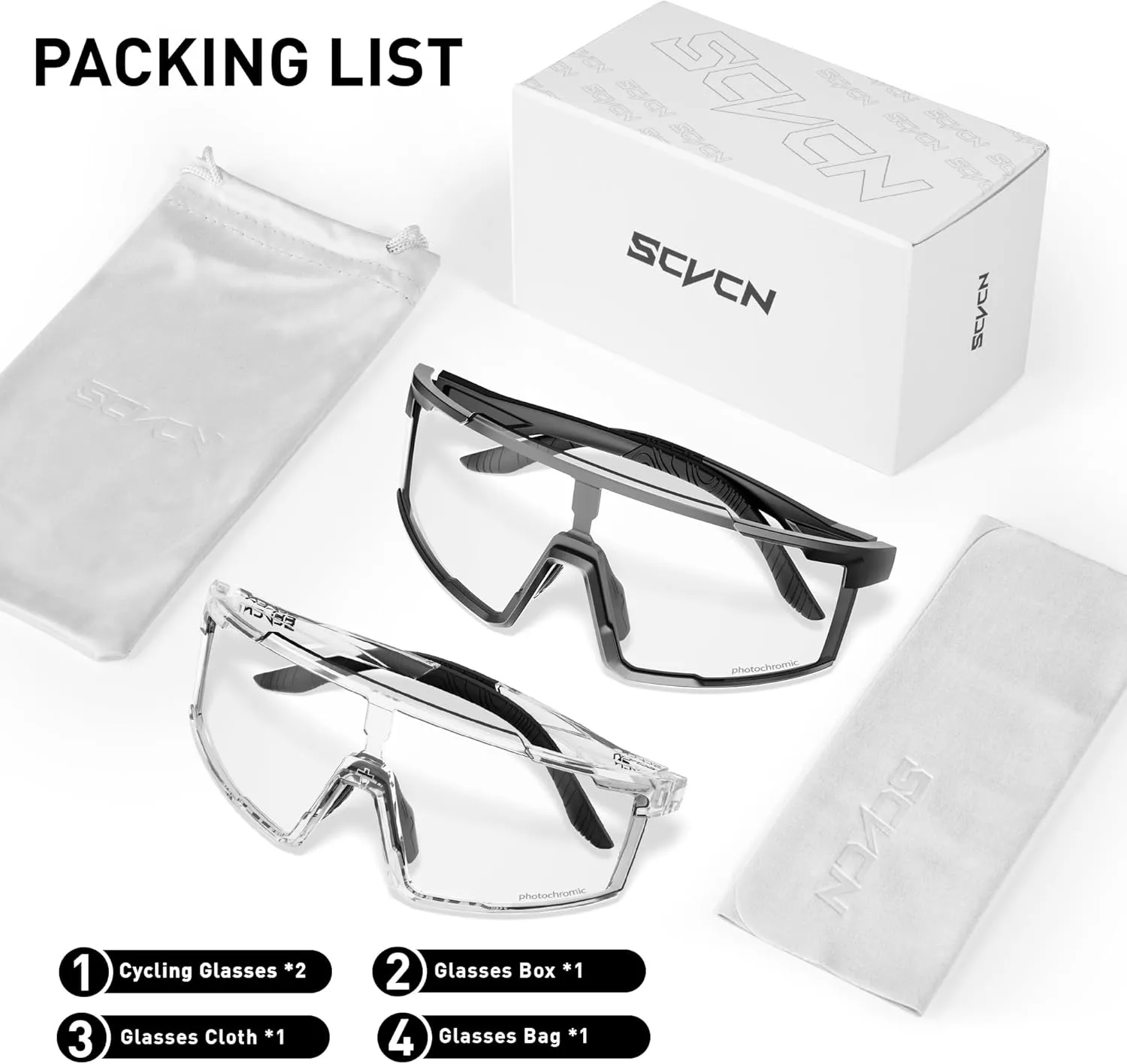 Photochromic Cycling Glasses Sports Sunglasses for Men Women Mountain MTB Glasses UV Protection Driving Running S121