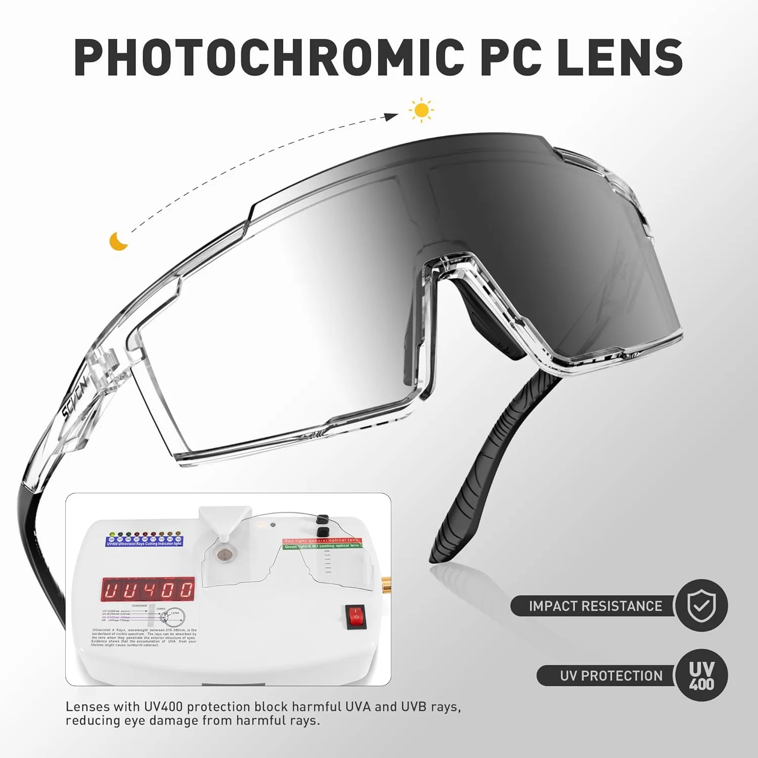 Photochromic Cycling Glasses Sports Sunglasses for Men Women Mountain MTB Glasses UV Protection Driving Running S121