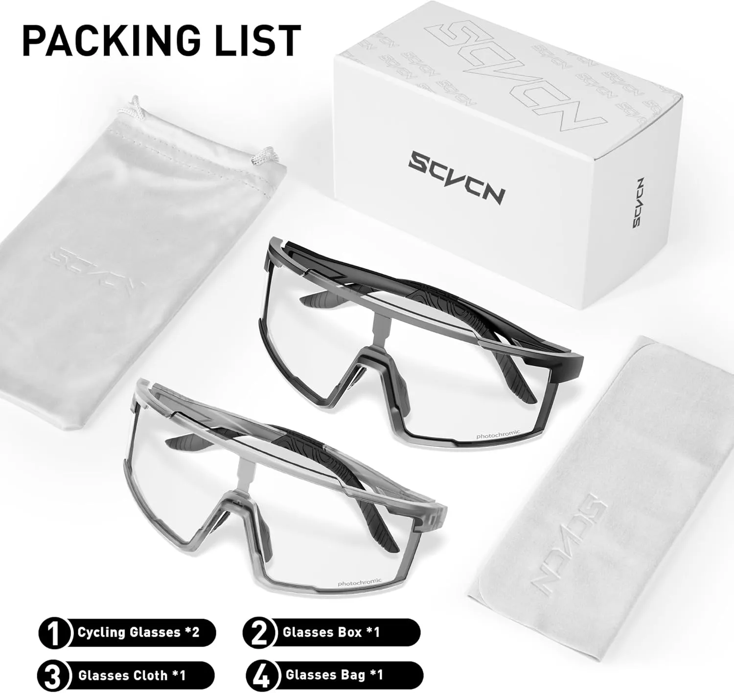 Photochromic Cycling Glasses Sports Sunglasses for Men Women Mountain MTB Glasses UV Protection Driving Running S121