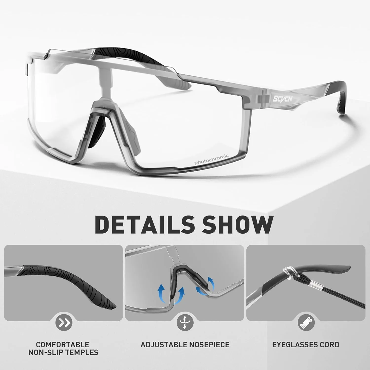Photochromic Cycling Glasses Sports Sunglasses for Men Women Mountain MTB Glasses UV Protection Driving Running S121