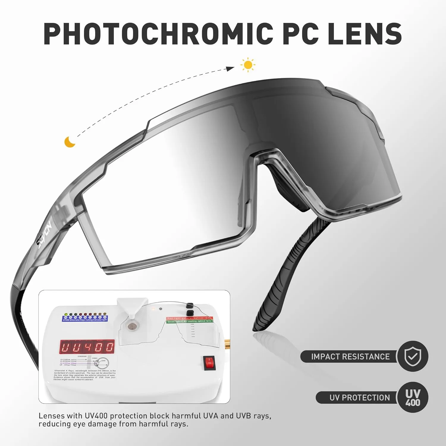 Photochromic Cycling Glasses Sports Sunglasses for Men Women Mountain MTB Glasses UV Protection Driving Running S121