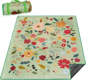 Picnic Blankets Boho Waterproof Sandproof Picnic Beach Blanket Foldable Portable Travel Large Boho Flower Camping Blanket for Outdoor Beaches,Parks,Hiking- 80" X 60"