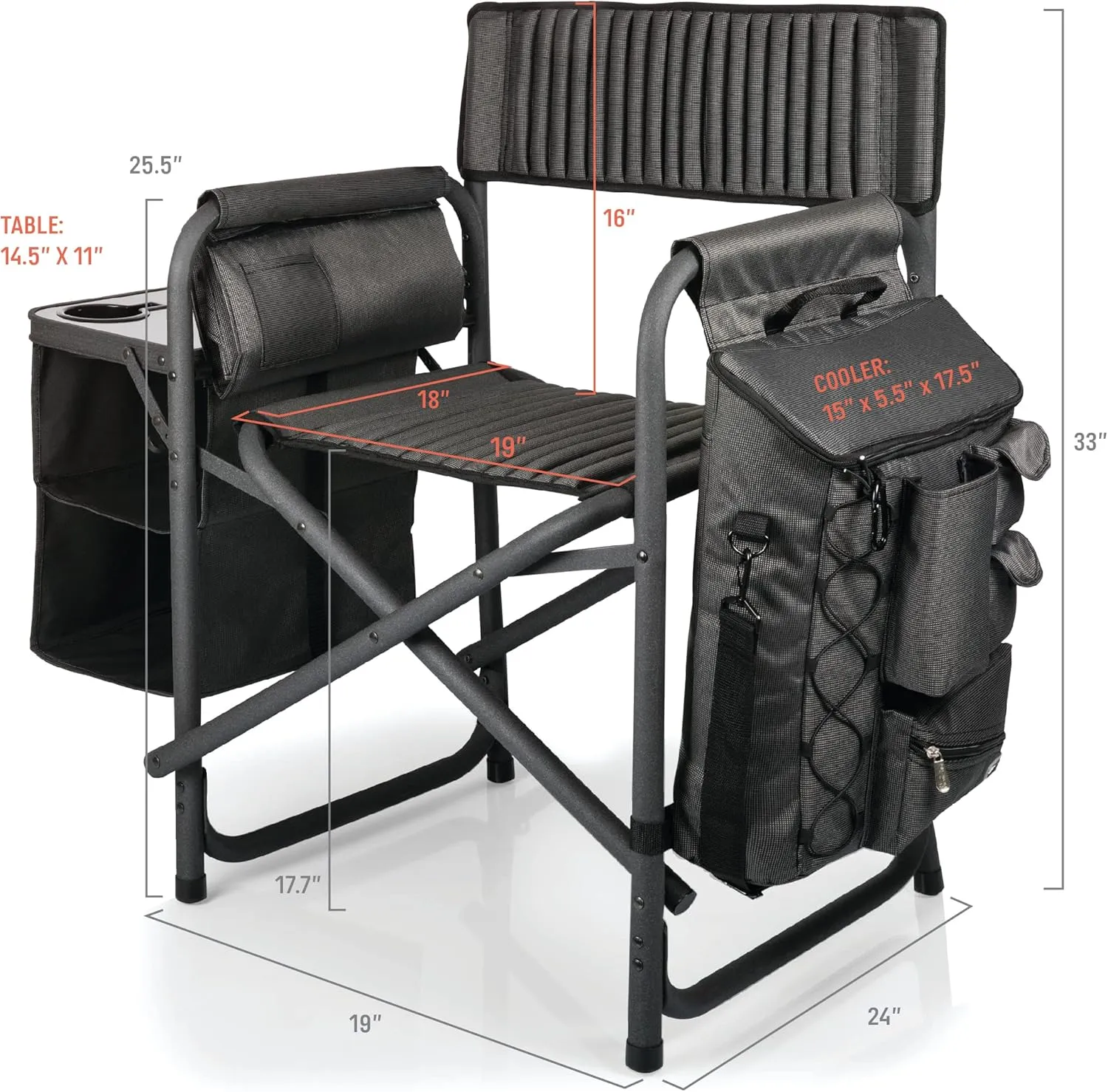 PICNIC TIME Fusion Camping Chair with Side Table and Soft Cooler, Beach Chair for Adults, Lawn Chair