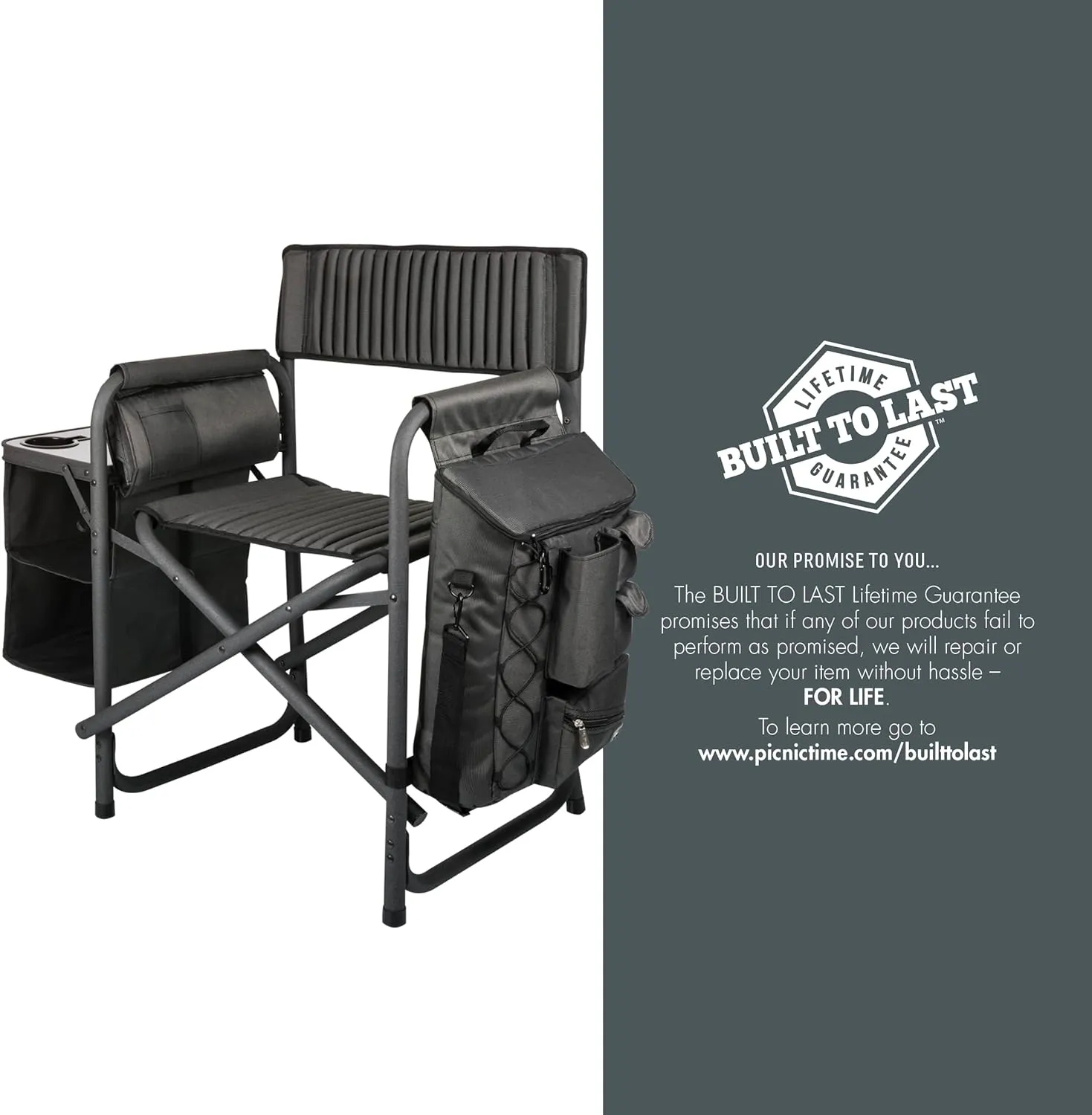 PICNIC TIME Fusion Camping Chair with Side Table and Soft Cooler, Beach Chair for Adults, Lawn Chair