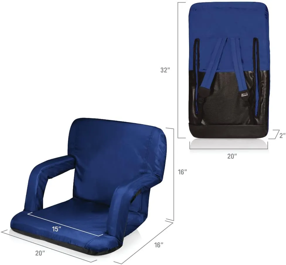 PICNIC TIME NHL Ventura Reclining Stadium Seat with Back Support - Bleacher Seat - Beach Floor Chair