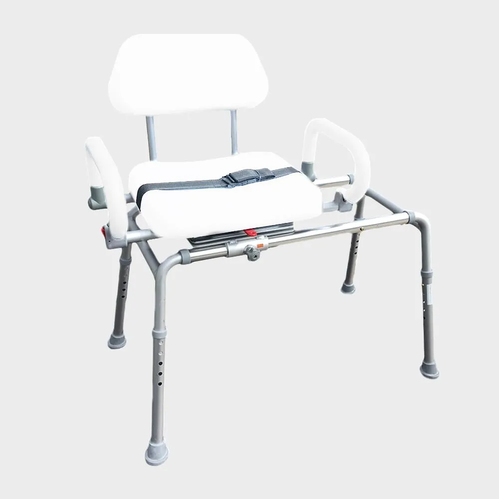 Platinum Health Carousel Sliding Shower Chair Transfer Bench with Swivel Seat (White)