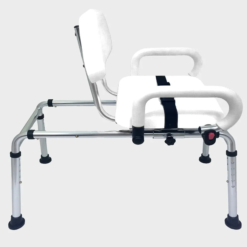 Platinum Health Carousel Sliding Shower Chair Transfer Bench with Swivel Seat (White)