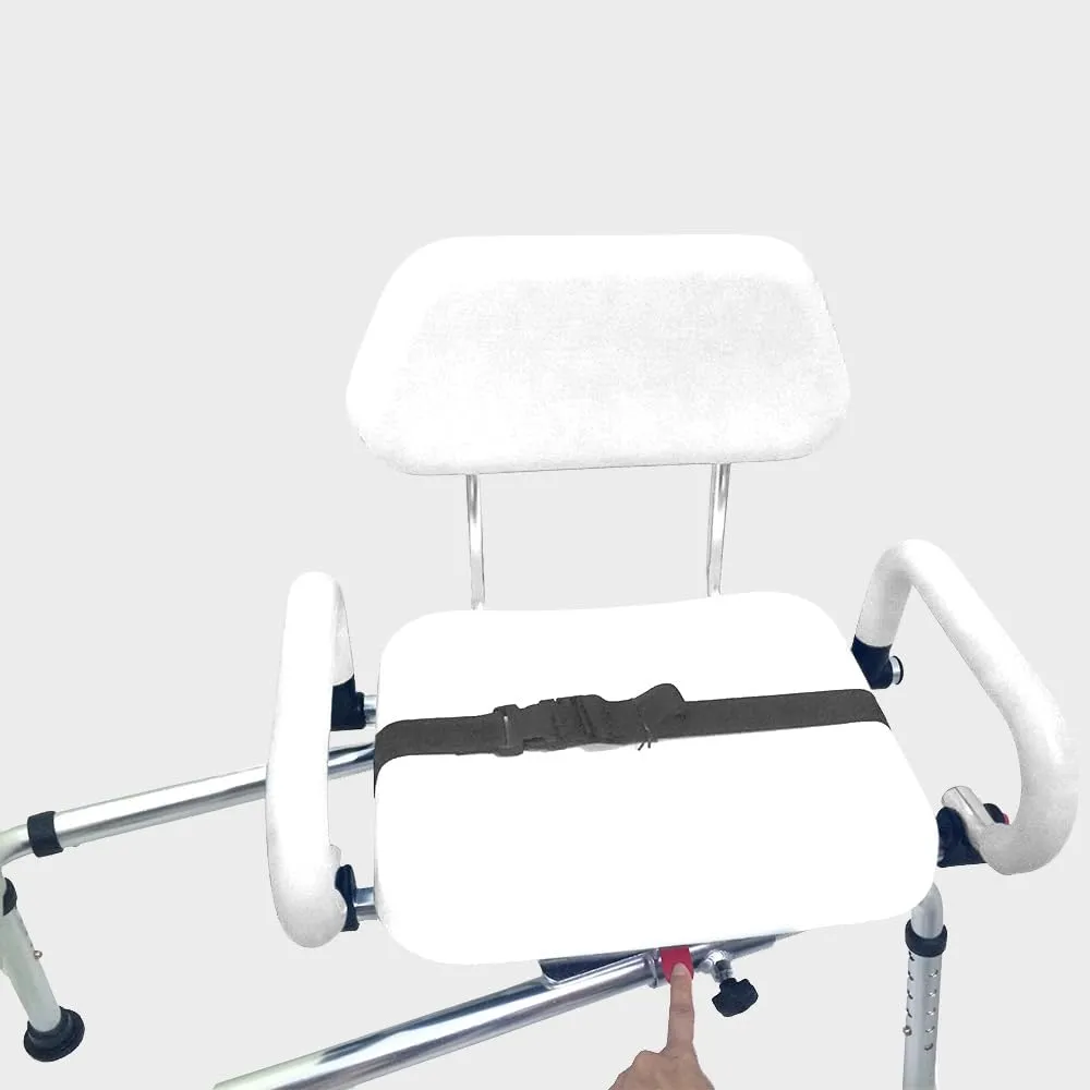 Platinum Health Carousel Sliding Shower Chair Transfer Bench with Swivel Seat (White)