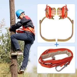 Pole Climbing Spikes, Professional Stainless Steel Tree Climbing Gear Kit with Safe Belt, Tree Climbing Spikes for Hunting Observation, Picking Fruit, Coconut, Simple to Use,350model