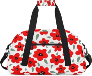 Poppy Flower Gym Duffel Bag for Men Women Poppies Sports Tote Bag with Adjustable Shoulder Strap for Dance Gymnastics Traveling Outdoor Camping Overnight Stay