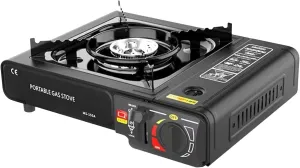 Portable Butane Stove for Outdoor Cooking, Dual Fuel Camping Stove for Propane & Butane, Portable Gas Stove with Single Burner, Piezo Ignition (Black)
