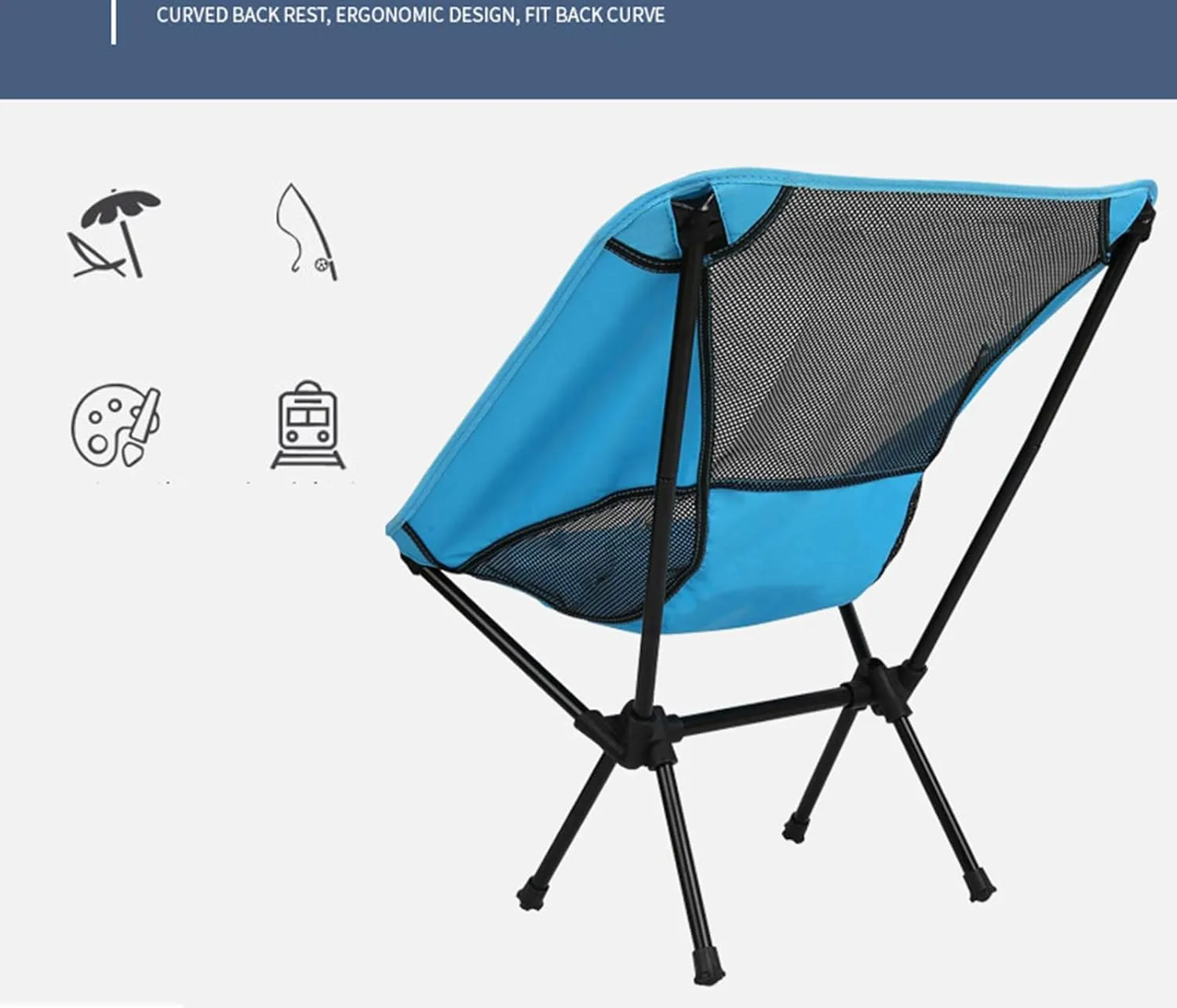 Portable Camping Chair Lightweight Compact Folding Chair Mesh for Outdoor Camp Travel Beach Picnic Festival Hiking Backpacking,B
