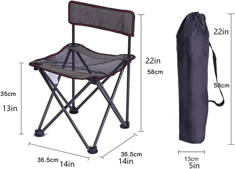 Portable Camping Chair Ultralight Backpack Chair, Folding Camping Chair, Compact Folding Chair, Camping, Hiking, Traveling, Fishing camping, beach, fishing ( Color : Black , Size : 58*36.5*36.5CM )