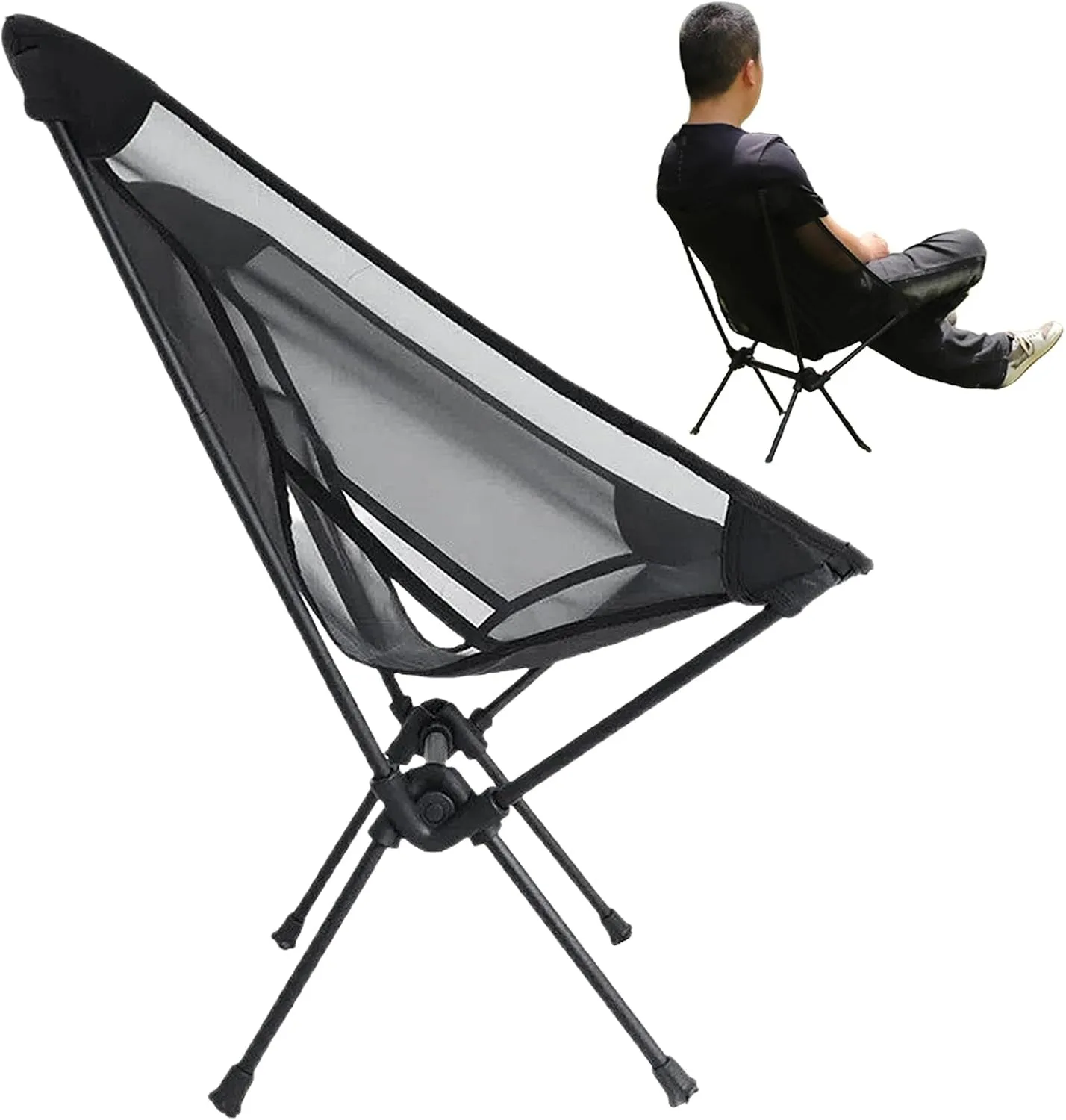 Portable Camping Chair,Foldable Mesh Chairs Camping - Weight Capacity Seat for Beach Sports Hiking Campsite Gatherings Lawn Activity