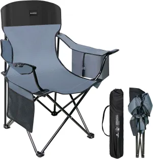 Portable Folding Camping Chair,Portable Chairs for Adults,Folding Chair for Outdoor Sports Hunting Fishing Backyard,Camping Chair with Large Cooler,Side Pocket,Wine Glass Holder & Carry Bag