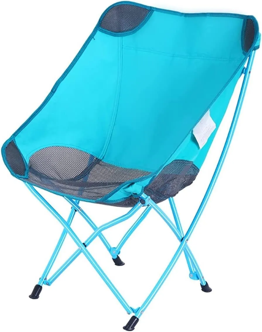 Portable Folding Chair Ultralight Camping Chair with Mesh Stitching Compact Folding Backpacking Seat Stool with Large Back Storage Pocket Adjustable Folding Chair