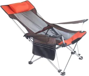 Portable Folding Fishing Chair with Adjustable Recline, Breathable Mesh Back, and Padded Seat for Outdoor Activities, Hiking, and Beach Trips