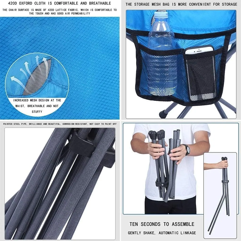 Portable Folding Recliner Chair Thicken Backrest Beach Chair for Outdoor Activities and Camping