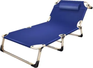 Portable Folding Recliner Sun Lounger, Adjustable Lounge Chair for Beach, Garden, Camping, Poolside, and Outdoor Relaxation