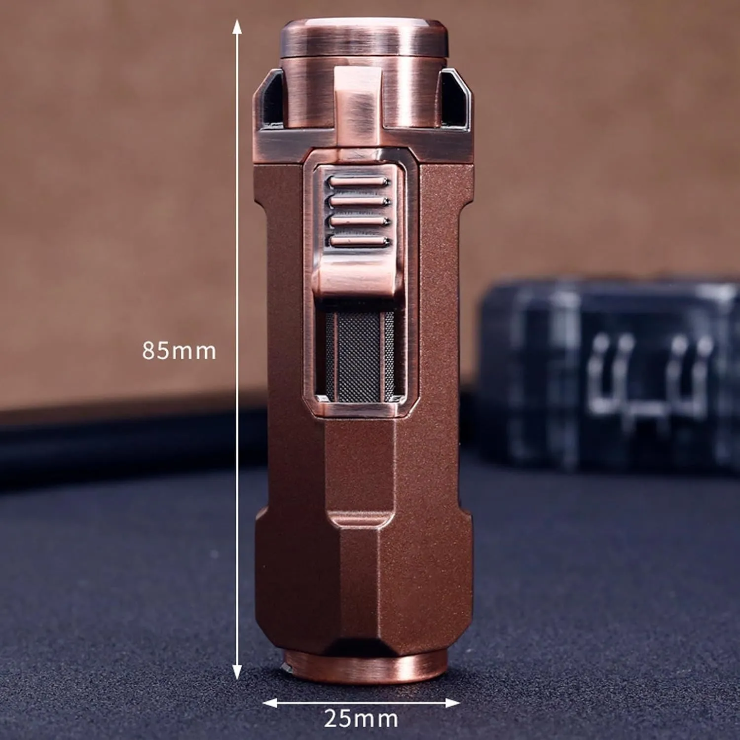 Portable Multifunctional Butane Windproof Jet 3 Flame Lighter Puncher Pull-Down Ignition Suitable for Outdoor Camping Kitchen(Gray)