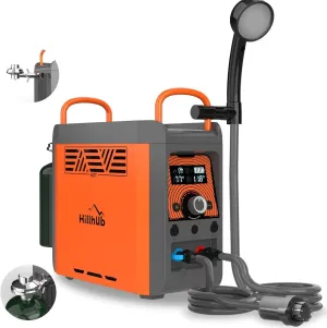 Portable Propane Water Heater Water Pump & Showerhead, Instant Hot Water Heater Built-in battery for Showering &Cleaning, Outdoor Use Only, Camping Water Heater Overheating Protection