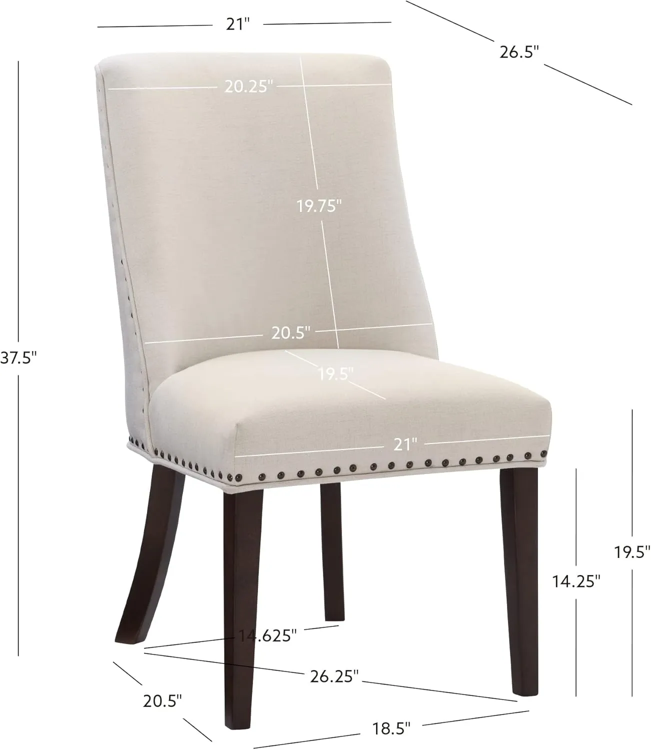 Powell Company Set of 2 Upholstery by Powell Parnell Dining Chair, Natural/Espresso