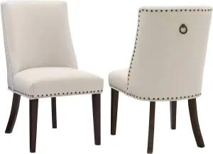 Powell Company Set of 2 Upholstery by Powell Parnell Dining Chair, Natural/Espresso