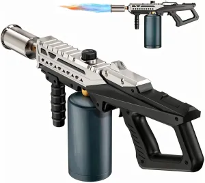 Powerful Propane Torch, Kitchen Torch with Adjustable Flame, Flamethrower Blow Torch Gun for BBQ, Searing Steak, Welding, Camping & Charcoal Torch Lighter(Tank Not Included)