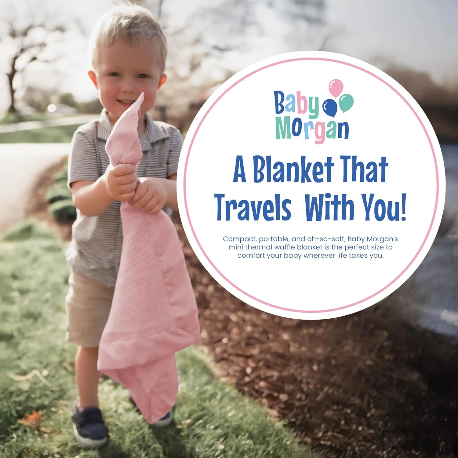 Premium Thermal Waffle Baby Blanket - Small Blanket for Newborns & Infants - Soft Mini Comfort Blankie - Ideal for Strollers, Travel and Cuddling - Pink, Satin Trim (18" x 20")