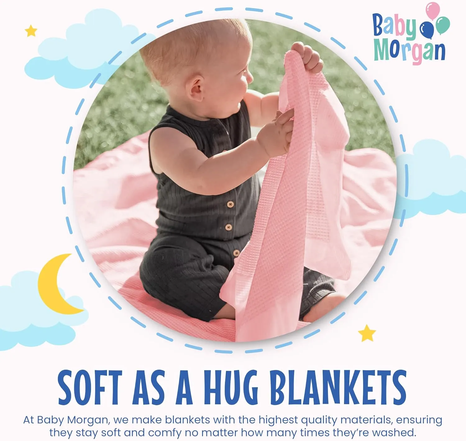 Premium Thermal Waffle Baby Blanket - Small Blanket for Newborns & Infants - Soft Mini Comfort Blankie - Ideal for Strollers, Travel and Cuddling - Pink, Satin Trim (18" x 20")