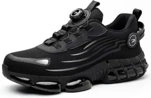 Prestivos Steel Toe Shoes: Men's Work Shoes, Anti-Slip, Puncture-Resistant, Steel Toe, Air Cushion, Black, Gray