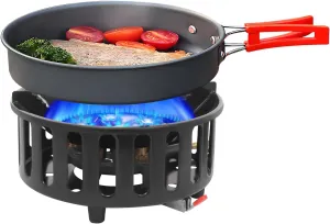 Propane Burner, Windproof Gas Stove for Outdoor Cooking Portable Stove with 3 Adapters and 7 Burner Heads, Electronic Ignition Includes Carrying Bag for Travel, Camping, Picnic, Party