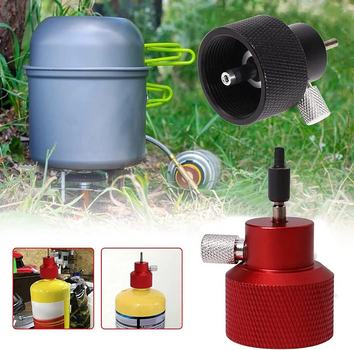 Propane Refilling & Charging Adapter for Airsoft and Green Gas Cans with Silicone Oil Port (Red)