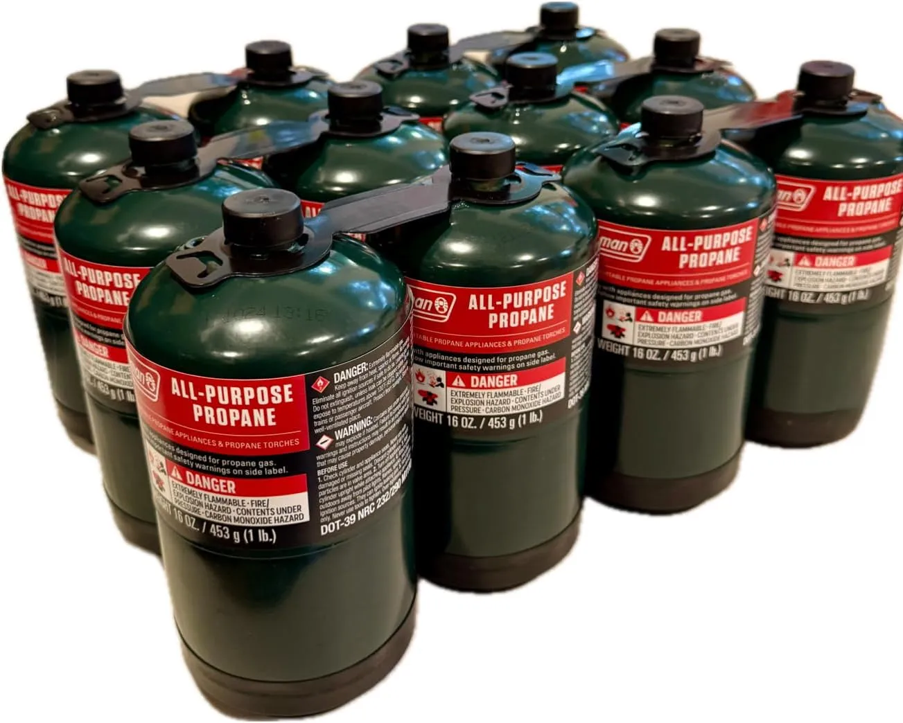 Propane Replacement Fuel Cylinders Camping- 16 Oz (12 Pack) Factory Pre-filled and Ready to Use