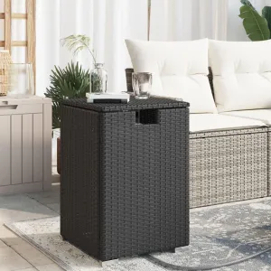Propane Tank Cover Table Black Powder-Coated Steel PE Rattan - Outdoor Side Table for Camping, Dining, Living Spaces and Furniture