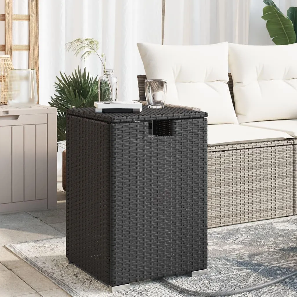 Propane Tank Cover Table Black Powder-Coated Steel PE Rattan - Outdoor Side Table for Camping, Dining, Living Spaces and Furniture
