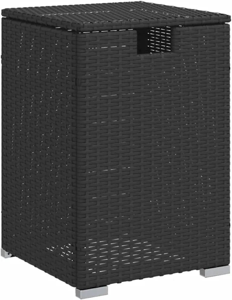 Propane Tank Cover Table Black Powder-Coated Steel PE Rattan - Outdoor Side Table for Camping, Dining, Living Spaces and Furniture